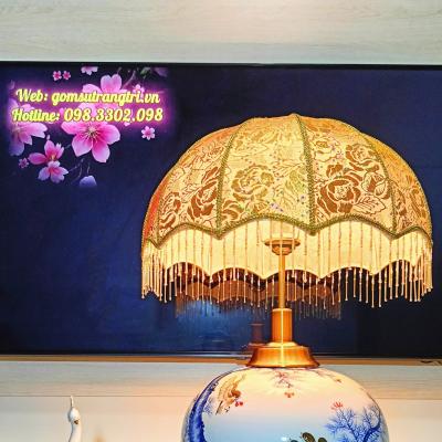 CẶP ĐÈN BÀN THIẾT KẾ CHIM HOA PHÚ QUÝ HỌA TIẾT ĐĂNG ĐỐI